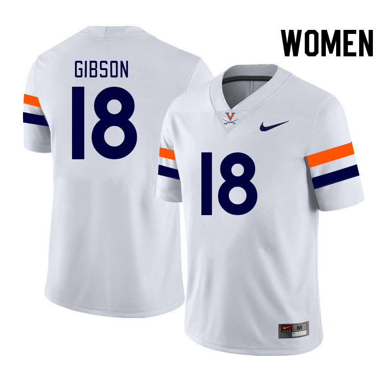 Women #18 Jaden Gibson Virginia Cavaliers College Football Jerseys Stitched Sale-White